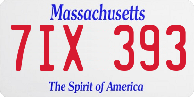 MA license plate 7IX393