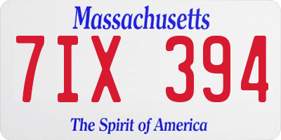 MA license plate 7IX394