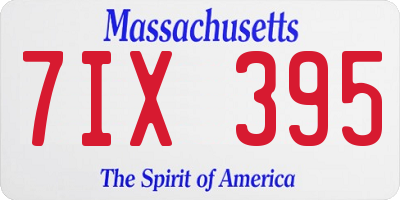 MA license plate 7IX395