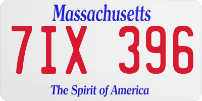 MA license plate 7IX396