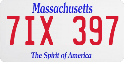 MA license plate 7IX397