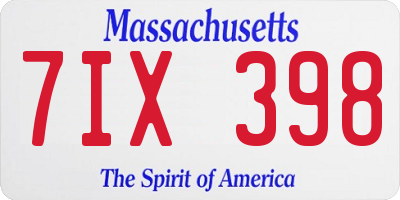 MA license plate 7IX398
