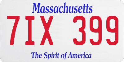 MA license plate 7IX399