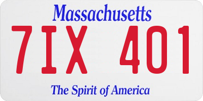 MA license plate 7IX401