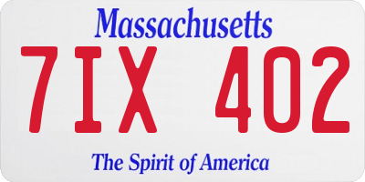 MA license plate 7IX402