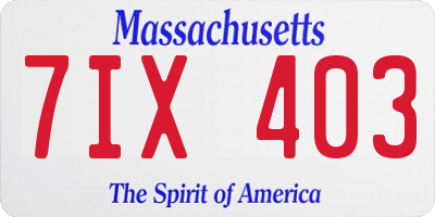 MA license plate 7IX403