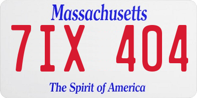 MA license plate 7IX404