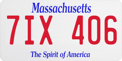 MA license plate 7IX406