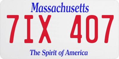MA license plate 7IX407