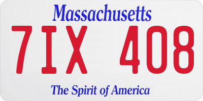 MA license plate 7IX408