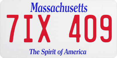 MA license plate 7IX409