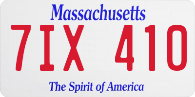 MA license plate 7IX410