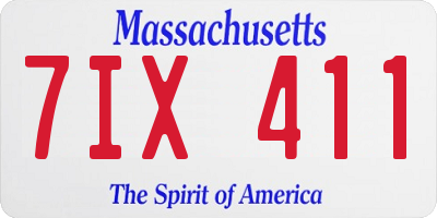 MA license plate 7IX411