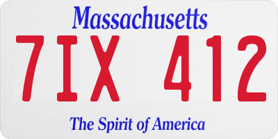 MA license plate 7IX412