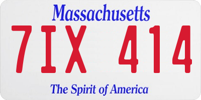MA license plate 7IX414