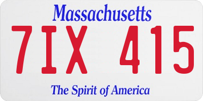 MA license plate 7IX415