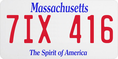 MA license plate 7IX416