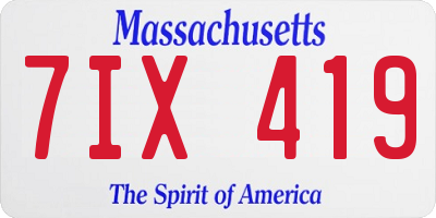MA license plate 7IX419