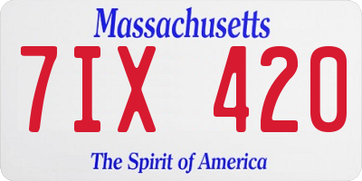 MA license plate 7IX420