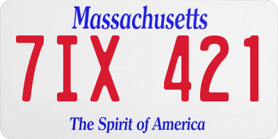 MA license plate 7IX421