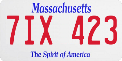 MA license plate 7IX423