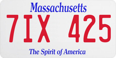 MA license plate 7IX425