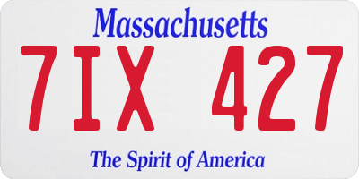 MA license plate 7IX427