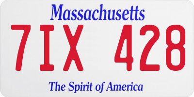MA license plate 7IX428