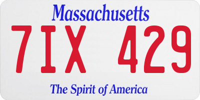 MA license plate 7IX429