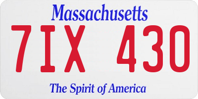MA license plate 7IX430