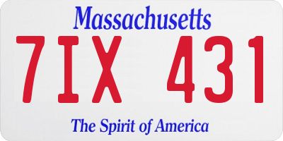 MA license plate 7IX431