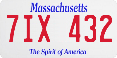 MA license plate 7IX432