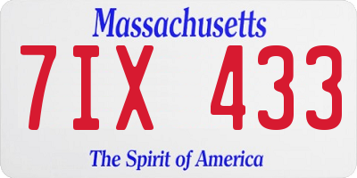 MA license plate 7IX433