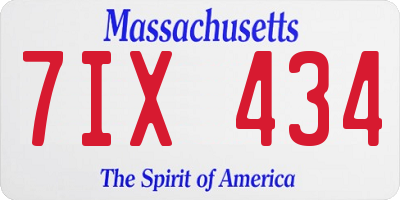 MA license plate 7IX434