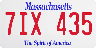 MA license plate 7IX435