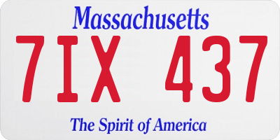 MA license plate 7IX437