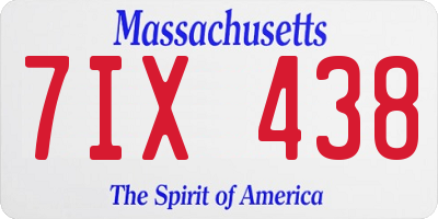 MA license plate 7IX438