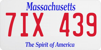 MA license plate 7IX439