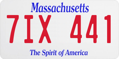 MA license plate 7IX441