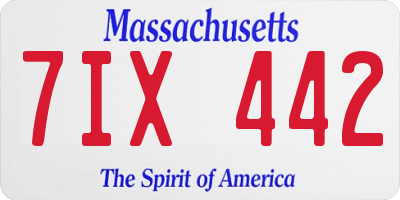 MA license plate 7IX442