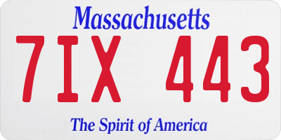 MA license plate 7IX443