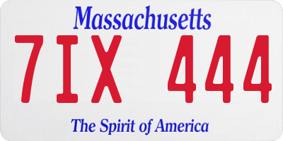 MA license plate 7IX444