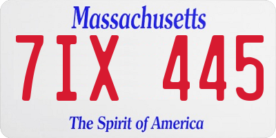 MA license plate 7IX445