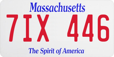 MA license plate 7IX446