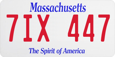 MA license plate 7IX447
