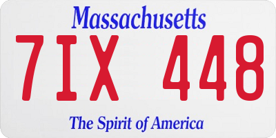 MA license plate 7IX448