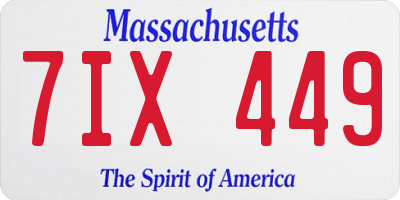 MA license plate 7IX449