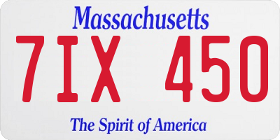 MA license plate 7IX450
