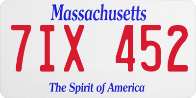 MA license plate 7IX452