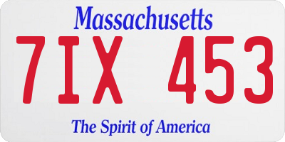 MA license plate 7IX453
